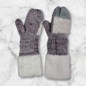 5 for $25 Eddie Bauer mauve/cream winter warm cozy fleece fuzzy mittens